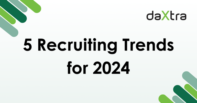 Black text over a light green gradient background reads "5 recruiting trends for 2024." 