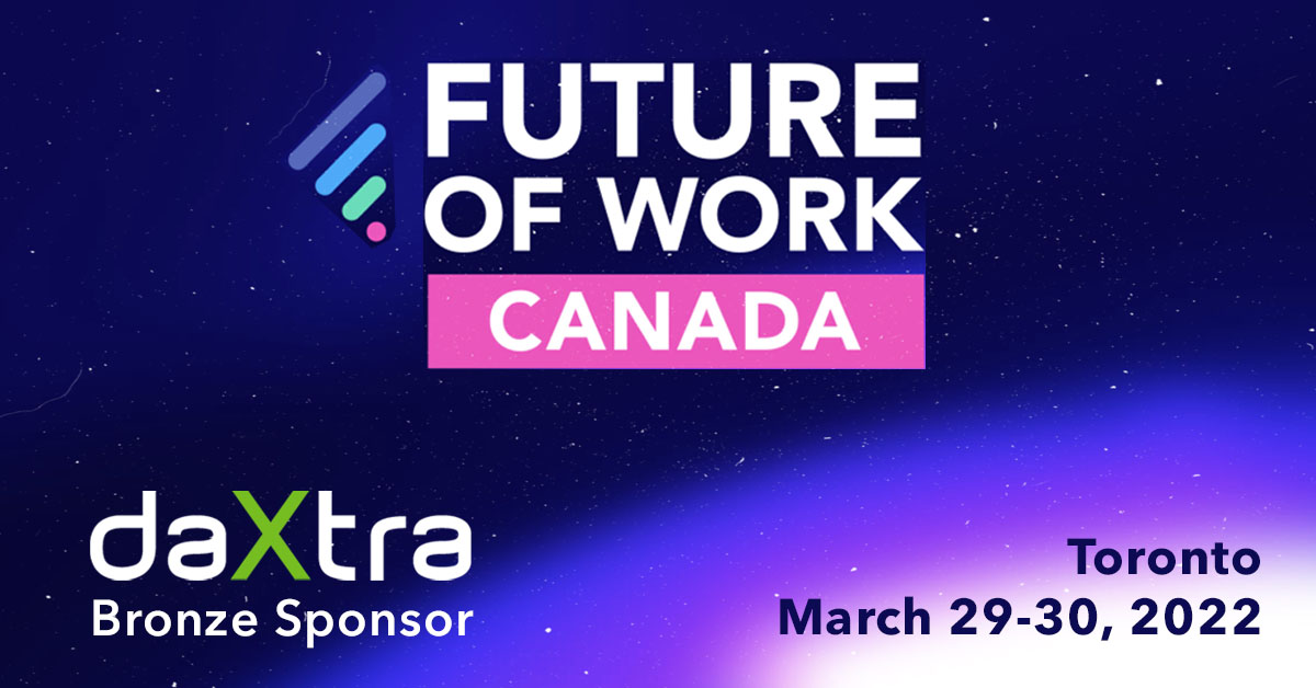 Future of Work Daxtra is a bronze sponsor on a blue starred space background